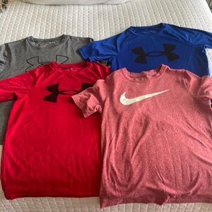 Boys Youth Medium Under Armor and Nike dri-fit / performance shirts